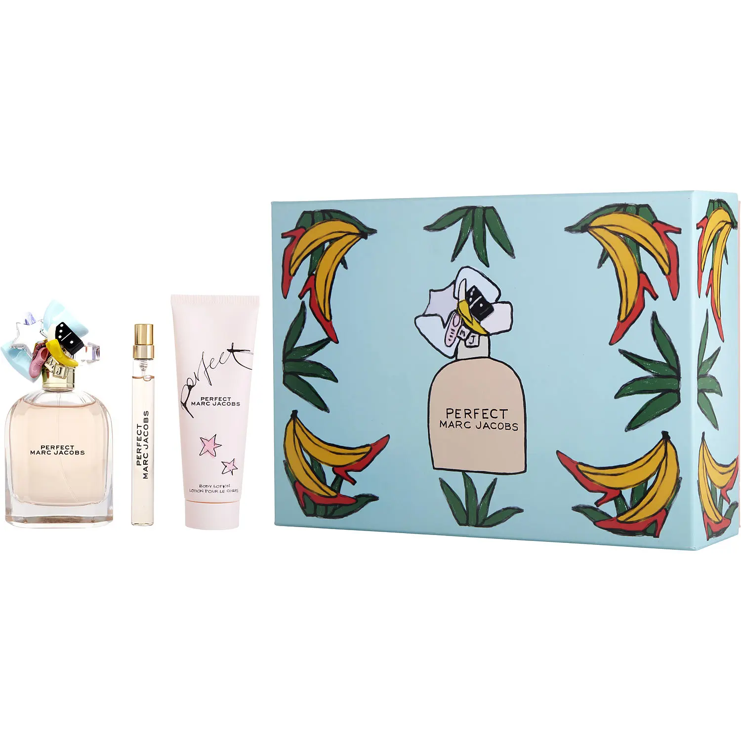 Marc Jacobs Perfect Set-Eau De Parfum Spray 3.3 Oz & Body Lotion 2.5 Oz & Eau De Parfum Spray 0.33 Oz Mini For Women Marc Jacobs Perfect Set-Eau De Parfum Spray 3.3 Oz & Body Lotion 2.5 Oz & Eau De Parfum Spray 0.33 Oz Mini For Women