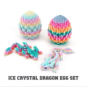 3D Printed Ice Crystal Dragon Egg Set, Mixed-Color Pla Material, Car Dashboard Decoration, Stylish Car Accessory, Home Decor, Collectible Room Decor, Interior Decoration Accessories, Party Gift