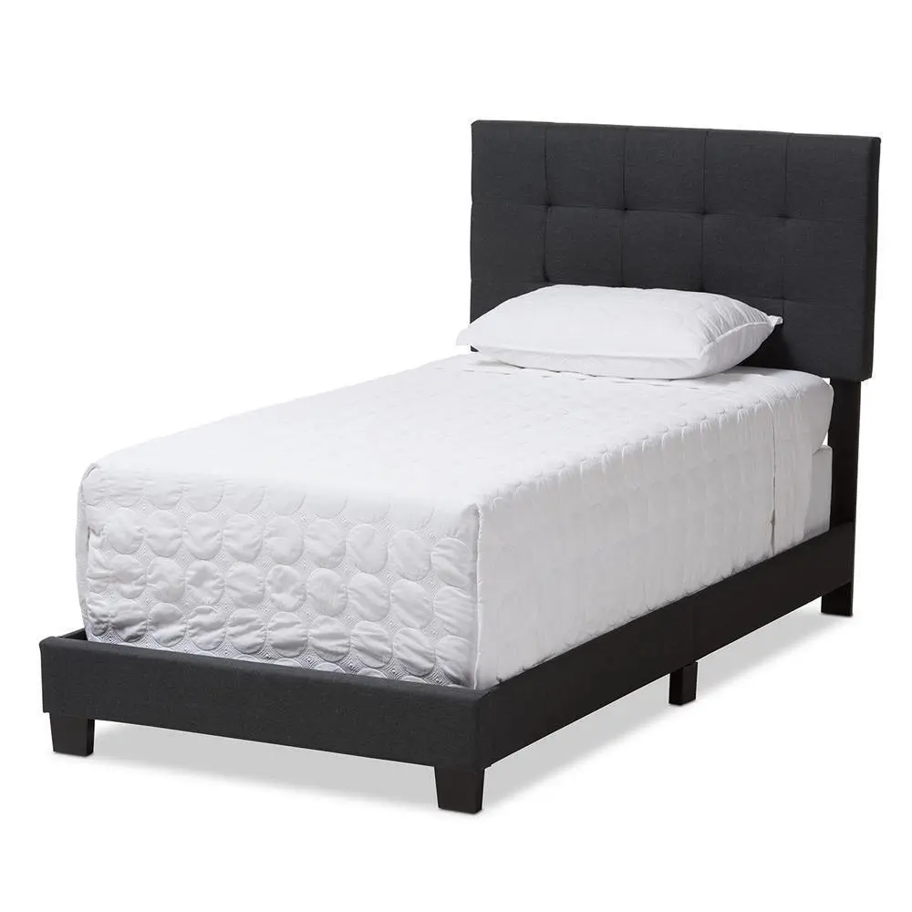 Brookfield Modern and Contemporary Charcoal Grey Fabric Twin Size Bed