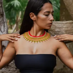 Makeda - Native Beaded Necklace Inspired by The Royalty - Handmade by Huichol Artisans - Mother Sierra