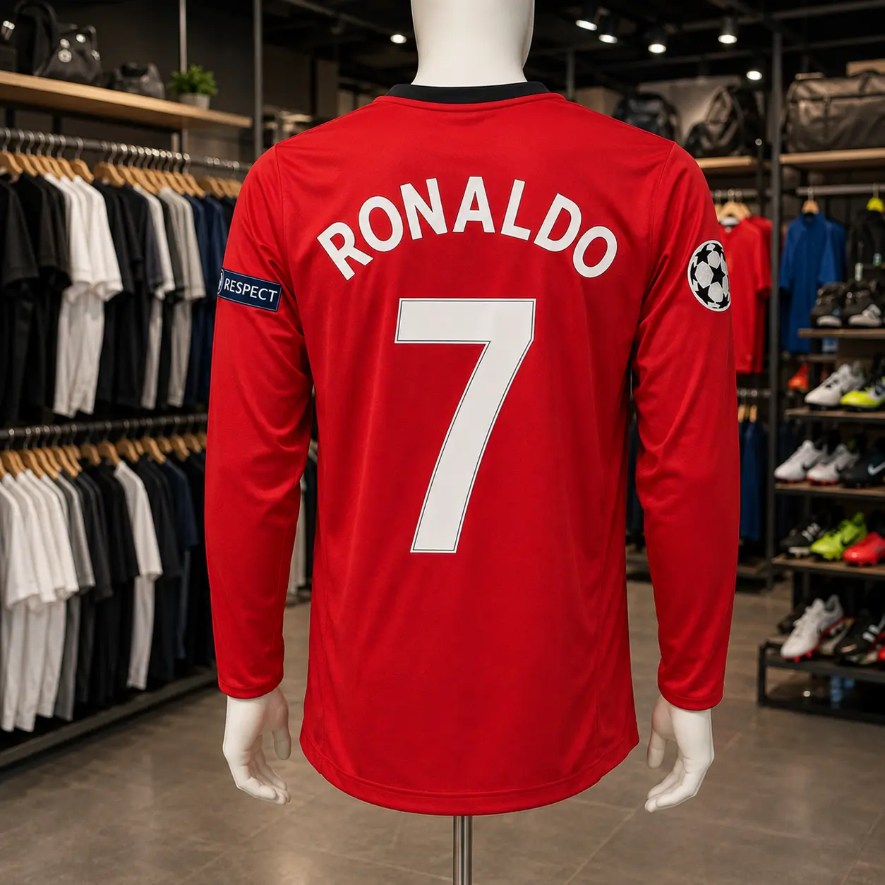 C.RONALDO # 7 - 2009/10 retro Long sleeve RED- delivery  7-15 days.