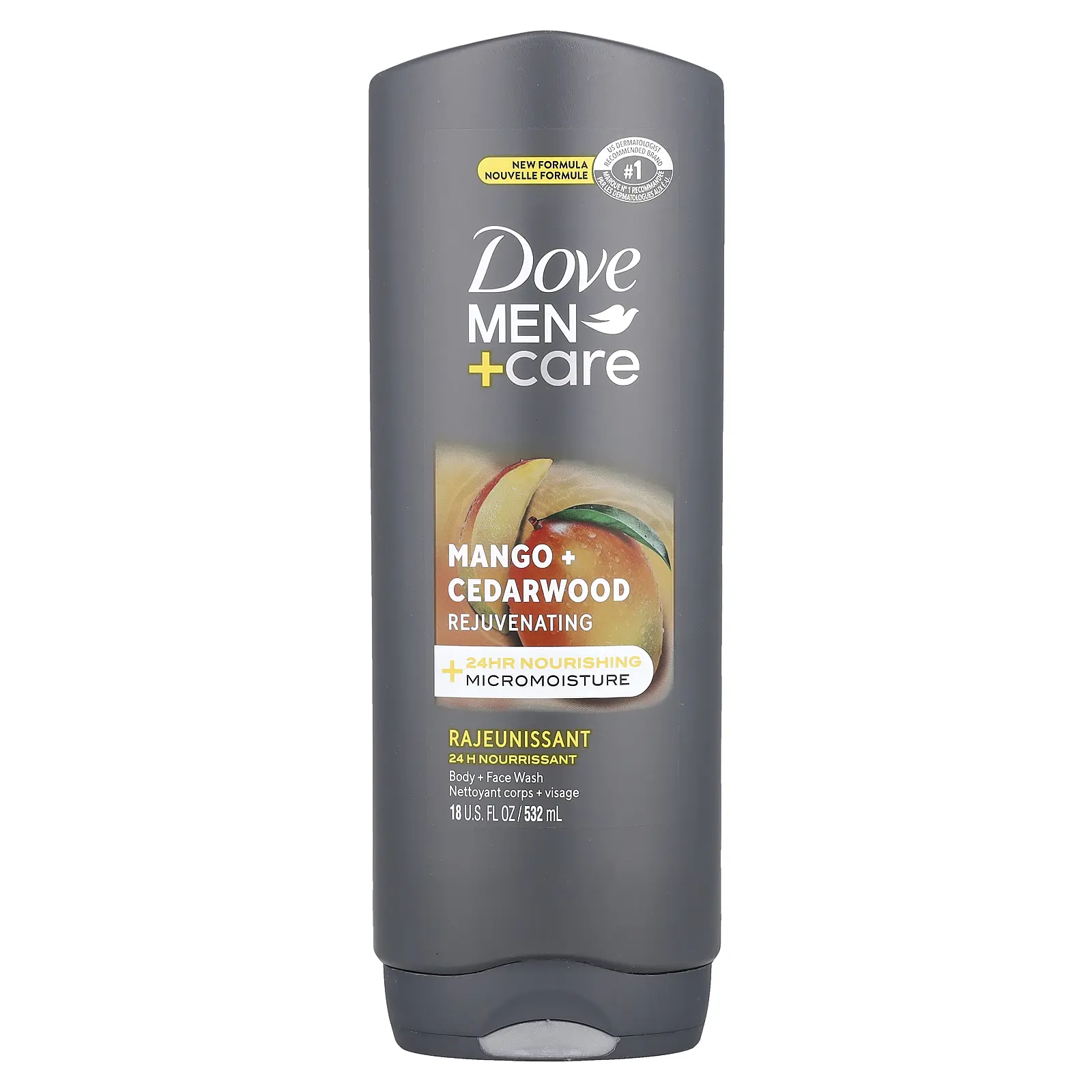 Dove Men + Care, Body + Face Wash, Mango + Cedarwood, 18 fl oz (532 ml)