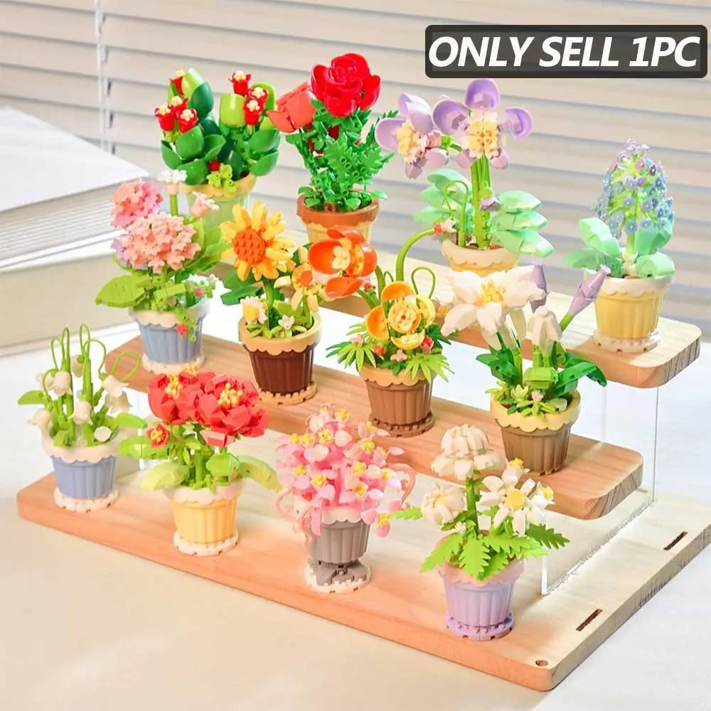 Flower & Succulent Design Building Blocks, Flower Bricks, Building Block Flowers, Creative DIY Mini Flower Blocks, Plant Building Toys, Creative DIY Building Block Sets, DIY Building Model, Enhance Creativity & Patience