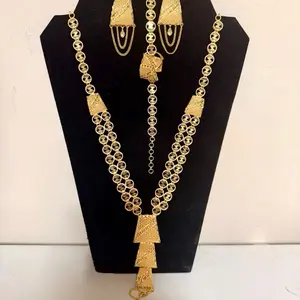 Elegant Gold-Toned Necklace Set with Matching Earrings for Women's Fashion