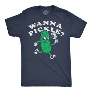 Mens Funny T Shirts Wanna Pickle Sarcastic Pickleball Graphic Novelty Tee for Men Mens Funny T Shirts Cool Vintage Fashion T-Shirt Gift Classic Menswear Funny Pickle Ball Short Sleeve Novelty Tees for Guys Navy -