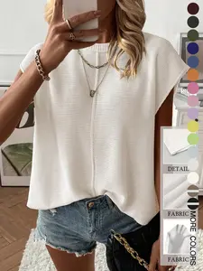 Women's Solid Color Sweater Vest, Casual Fashion Round Neck Knit Top for Summer, Fashion Women's Knitwear for Daily Wear