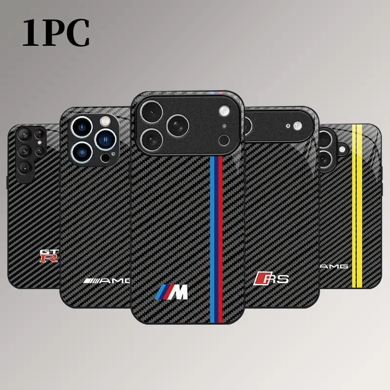 for iPhone 17/16/15/14/13/12/11 air/pro/promax/plus Carbon fiber texture mirror mobile phone case glass case 995 Protective Phone Cover