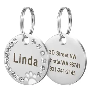 Personalized Round Metal Dog Tag Keychain