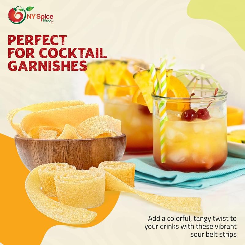 NY Spice Shop Mango Sour Belts - Tart Gummies, Chewy Rainbow Candy Ribbons, Sour Fruit Strips, and Sour Rope Treats - Sour Belts Pack Snack Sugar