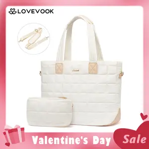 【Valentine's Day Gift】LOVEVOOK Puffer Tote Bag for Women,32L Large Capacity Diamond Quilted Work Handbag,Wear-resistant and Anti-fouling Lightweight Travel Bag,Fashion Multi-pocket Casual Fitness Bag,Suitable for Multiple Scenes,TikTokShopJumpstartSale