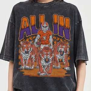 Clemson Football Skull Vintage Shirt, Gift For Fan Football Game Day Unisex