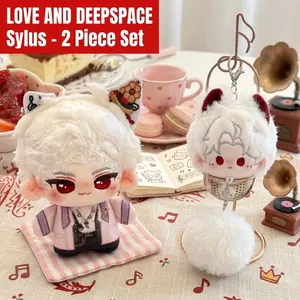 2pcs, Love and Deepspace Anime Plush Doll + Cute Plush Keychain, Collectible Stuffed Character Figure, Premium Soft Toy - Keychain Bag Car Charm, Desk Shelf Room Decor, Birthday Christmas Valentine Party Gift for Anime Fans Teens