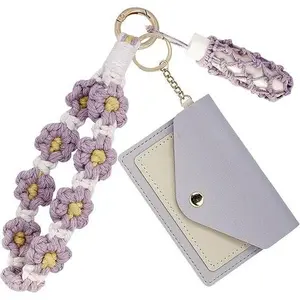 BYB13 Boho Wristlet Keychain Wallet Lipstick Holder Handmade Wristband Bracelet