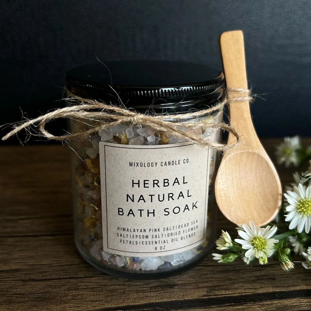 Herbal Natural Bath Salt With Pedals, Apothecary Spa Salts and Herbs, Detoxing, Relaxing, Refreshing Bath Salts 9 oz Body Care Body Wash Lavender Soap Aroma Blend Chamomile Fragrance