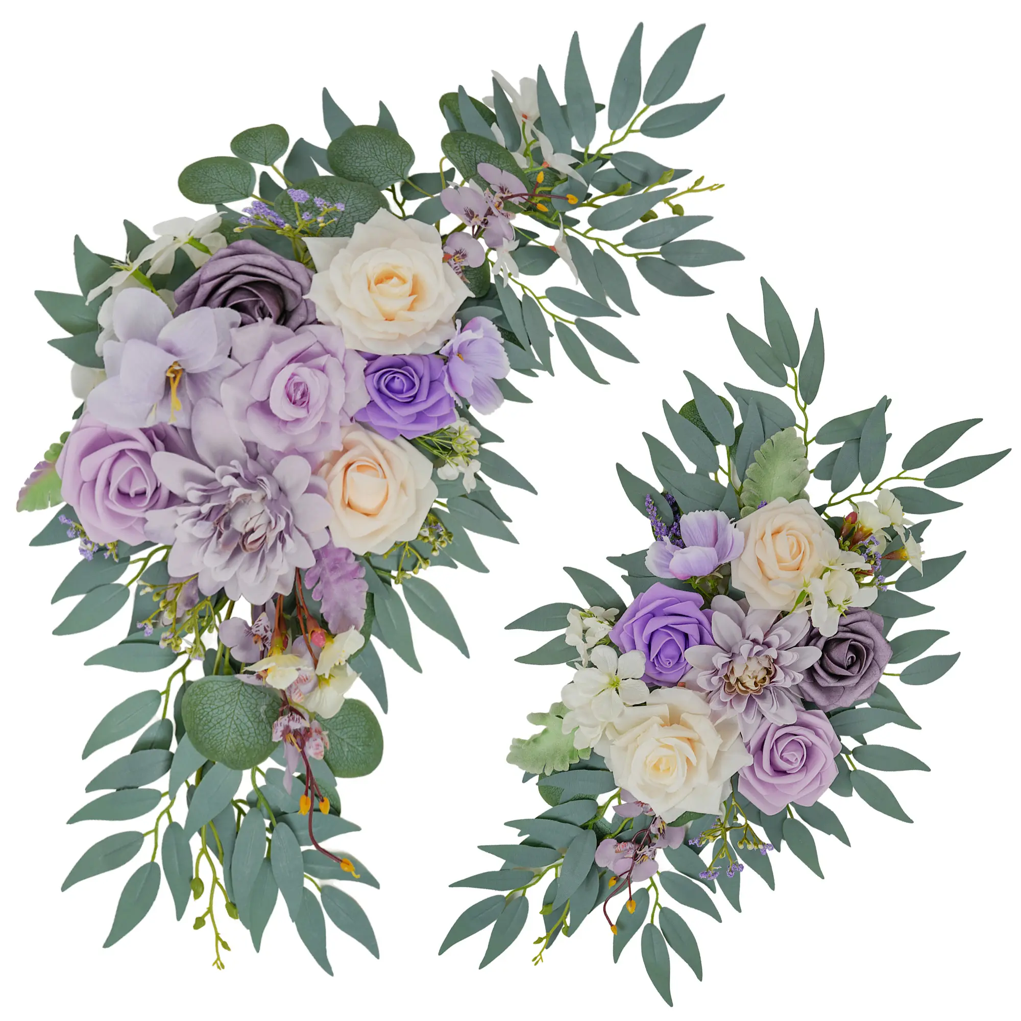 Wedding Arch Flowers 2 Pack Large Small Garlands, Outdoor Decor, Reusable Silk Faux Flower white , Wedding Welcome Sign Ceremony Decor versatile decor natural style