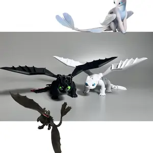 HTTYD: Toothless, Light Fury, Splattertail, Ruffrunner, Goggles statue & figurine 3D Printed Dragon Figurines – Articulated Tooth & Light Style + Baby Set (Moving Wings & Tail)get box, fidget Gyroid spinner