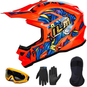 Youth ATV Helmet Kids Dirt Bike Motocross BMX Off Road Motorbike Go Kart Casco DOT ECE Model Z705 (Fantasy Orange, M)