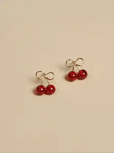 Cherry Wine Cute Fresh Fruit Veggie Design Small for Women, Perfect for Daily Wear, Casual & Business, Fruit Veggie Earrings