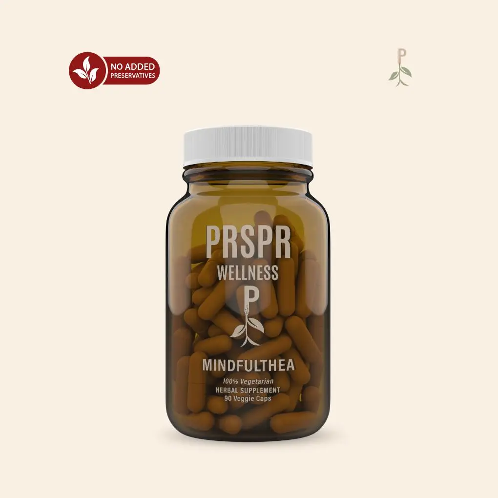 PRSPR Wellness MindfulThea L-Theanine Capsules - 90 Vegetarian Capsules for Stress Relief Focus & Memory Support Natural Tea Extract