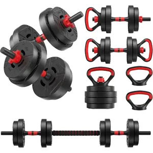 Multi-Functional Portable Changeable Dumbbell and Barbell Kettlebell Set with Adjustable Weights, Multiple Styles, 40LBS or 60LBS Sets