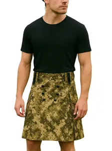 Claymore Imports Digital Camo Utility Kilt - Machine Washable Poly Cotton Blend with Cargo Pockets & Braided Belt Loops Stock#103-028