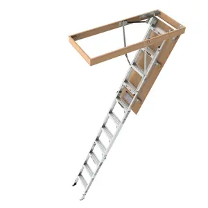 Aluminum Attic Ladder 350-pound Capacity 22 1/2" x 54" Opening 7-10ft Ceiling Durable Aluminium Construction ANSI 14.9 Compliant