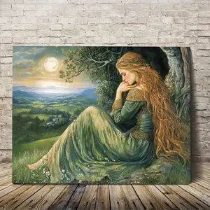 A two-dimensional flat wooden frame wall painting depicting Kyrie Ibermit, the Celtic dream god. The size is 29.97cm x 39.88cm cm. This wall painting is a perfect choice for decorating a bedroom or living room