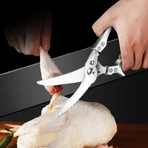 Professional Heavy-Duty Kitchen Shears, Heavy Duty Scissor with Slip Handle, Safety Lock, Stainless Steel, Dishwasher Safe, Meat Cutting, Turkey, Fish, Vegetables, Ergonomic Grip, Home Kitchenware, Kitchen Tools