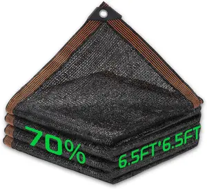 70% Shade Cloth, 6.5FTx6.5FT HDPE Mesh Tarp with Reinforced Grommets, Outdoor Sun Shade Net for Greenhouse, Carport, Camper, Chicken Coop
