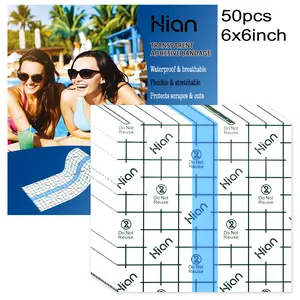 Hion Tattoo Care Waterproof Bandage Transparent Film Cut Sheets, 4x4/6x6 Inch Cover Tape Second Skin Adhesive for Swimming Shower Tattoo Aftercare