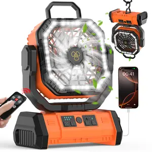 2026 Upgraded 30000mAh Camping Fan with LED Lantern & Hook USB-C Fast Charging Power Bank for Outdoor & Emergency Portable Design Lightweight Compact