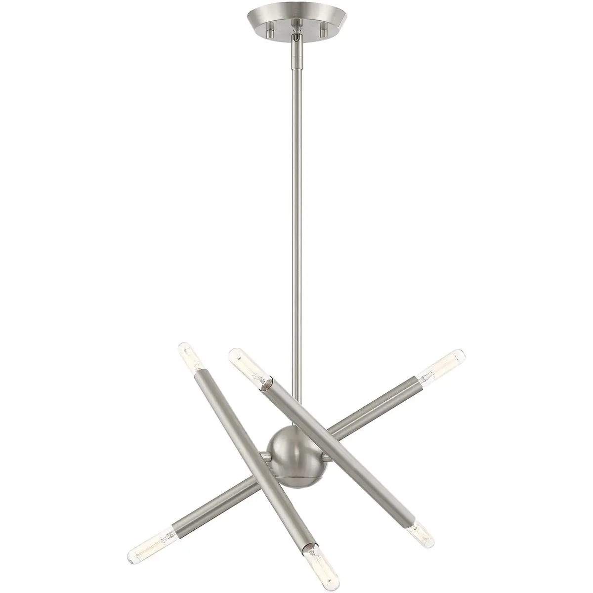 6 Light Brushed Nickel Mini Chandelier with Steel base material