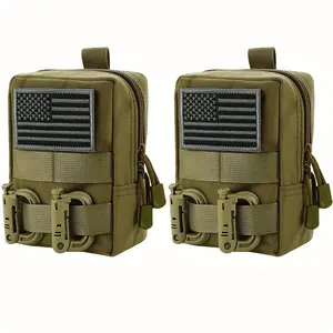 Tactical Molle Pouch 2 Pack Water-Resistant EDC Utility Bag Compact Waist Pack Includes Stickers D Buckles for Hiking Camping Essentials244