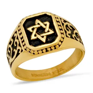 18k Gold Plated Stainless Steel Star of David Ring