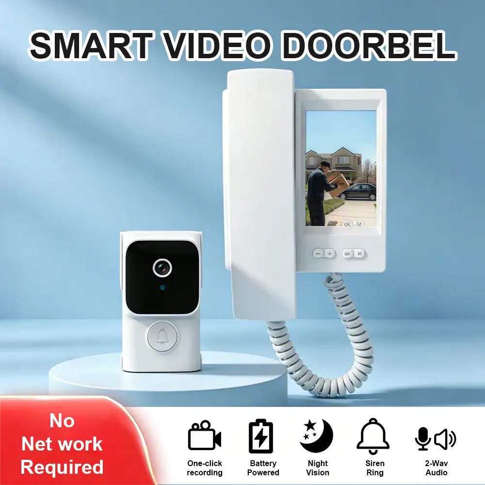 Video DoorPhone System, Outdoor Camera Telephone, Wired Video Intercom Doorbell Kits, Paired With One Click, Infrared Night Vision, Two-Way Audio, No need WiFi and APP, low power consumption, long standby time,DoorPhone Telephone Style for Home/Office