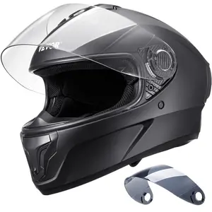 VEVOR Motorcycle Helmet, Full Face, Adult Motocross Dirt Bike Helmet with Tinted and Clear Dual Visor, Motorbike Racing Street with Detachable Liner for Men Women, DOT Approved, (Matte Black, XL)