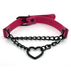 Black Metal Chain With Heart Collar by No_System