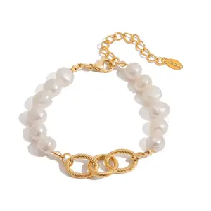 Fresh Water Pearl Trio chain Bracelet Water Resistant