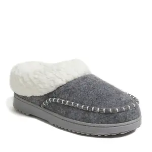Dearfoams Women's Nyla Felted Plaid Moccasin Toe Clog House Shoe Slipper