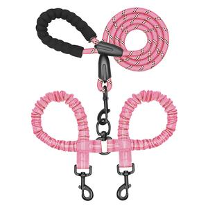 【Furlyn】Double Dog Leash, Dual Dog Leash, 360° Swivel Tangle Free Bungee Walking Training for Large Medium Dogs, Shock Absorbing Bungee Reflective for Two Dogs duoleash tangle  free  leash doggear  maker bungeeleash easy  harness cuban  link  collar aut