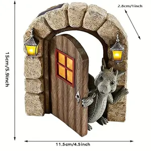 Creative Cartoon Dragon Design Garden Decor, Resin Dragon Statue, Outdoor Wall Decor for Garden Patio Yard, Unique Garden Ornament