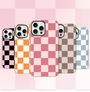 Matte Anti-slip Checkerboard Phone Case for iPhone17 Air 16 Pro Max 15 14 Plus 13 12 11 XS Anti-fingerprint and oil stain resistant, wear-resistant and scratch-resistant, premium matte texture.MFL03