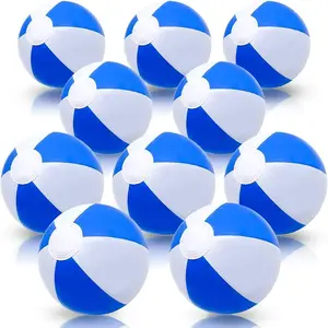 Blue & White Beach Balls for Kids, Pack of 12, Inflatable Summer Toys for Boys and Girls, Decorations for Hawaiian, Beach, and Pool Party, Beach Ball Party Favors