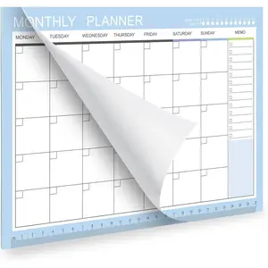 Undated Monthly Planner, 54 Sheets Blank Calendar with Memo, 11.2"x8.3" Monthly Calendar Planner,  Off Blank Planner with Daily Schedule & Calendar, Blue