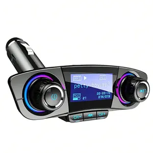 Bluetooth FM Transmitter Handfrees-Calling Radio Adapter Car Kit with Dual USB Port MP3 Player Support TF Card USB Flash Drive for Gift for Men