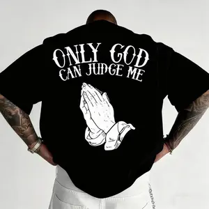 Faith-Based Streetwear T-Shirt – Only God Can Judge Me, Oversized, Black & White, Trending
