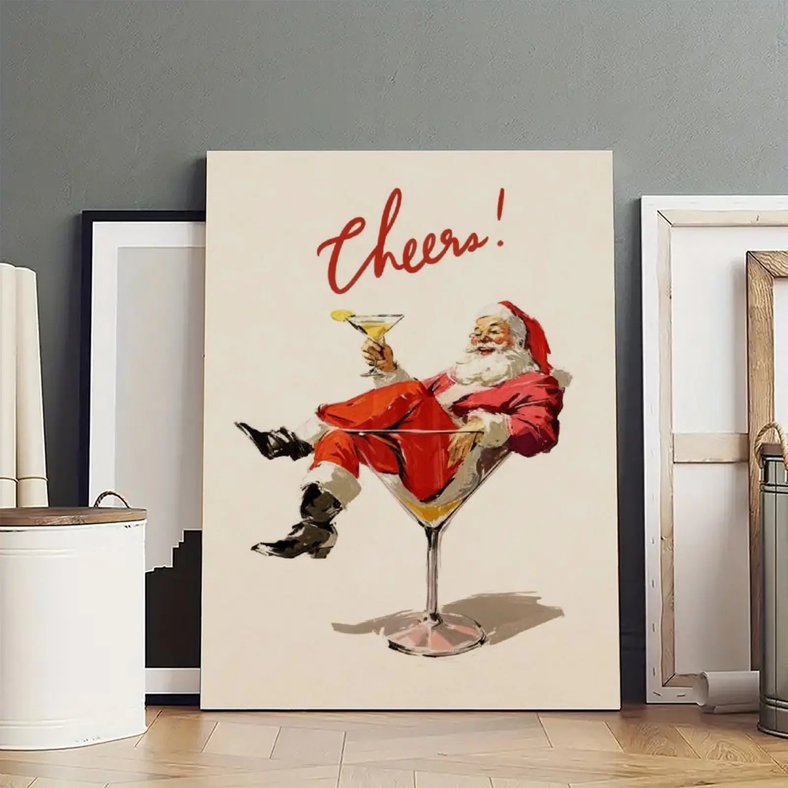 Funny Christmas Cheers Santa ClausPoster Photo Canvas Frameless Cover Poster Artwork Canvas Wall Art Room Decoration Hanging Chart Printing Canvas Printing Room Aesthetics