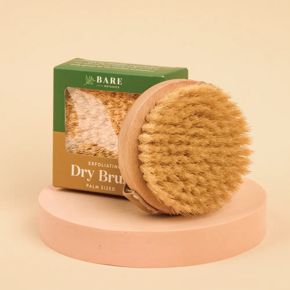 Bare Botanics Dry Brushing Body Brush, Ergonomic Design to fit Every Hand with Elastic Hand Strap, Medium Firmness Natural Boar Bristle for Lymphatic Drainage, Improved Circulation & Skin Smoothing