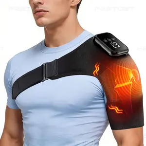 FEETLIST Portable Heated Shoulder Pad for Work Travel & Home Rechargeable with 3 Heat Levels & 3 Vibration Modes Adjustable Fit Multi-Use on Shoulders Elbows Knees Ideal Holiday Gift for Old Man Fitness Lovers & Office Workers