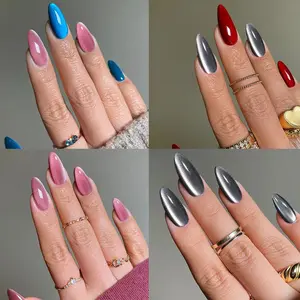 Essential for Hot Girls! 96pcs Solid Color Nail Tips, Acrylic Nails, Nail Kit, Nail Decoration, Wine Lake Blue Long Sharp Shape, Removable No Bake, Party Daily Use